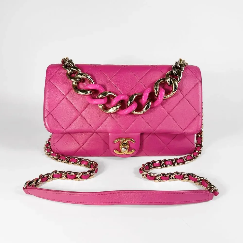 Chanel Quilted Lambskin Elegant Chain Flap Bag